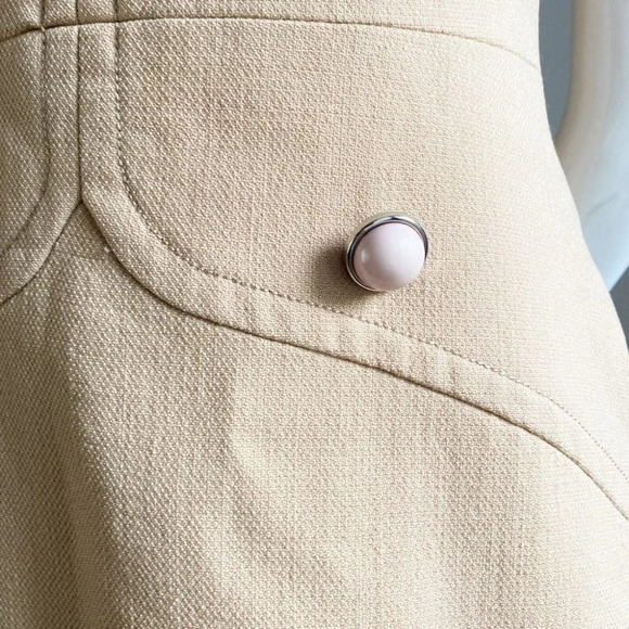 Vintage 60s Mod Camel Wool Sleeveless Dress M - Picture 4 of 7